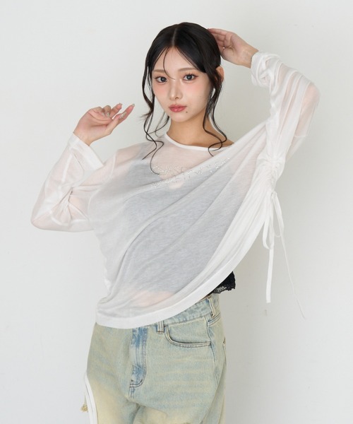 RAY CASSIN(レイカズン)の「シアールーズロゴTシャツ(Tシャツ/カットソー・レディース・ホワイト/チャコールグレー/ホワイト系その他/カーキ・FREE)」の13枚目の写真