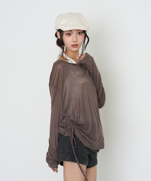 RAY CASSIN(レイカズン)の「シアールーズロゴTシャツ(Tシャツ/カットソー・レディース・ホワイト/チャコールグレー/ホワイト系その他/カーキ・FREE)」の16枚目の写真