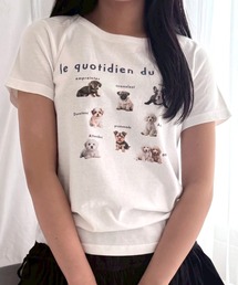アニマル　リボン　ストリートロゴ　Y2K プリントショート丈半袖Tシャツ骨格（ウェーブ/ストレート）