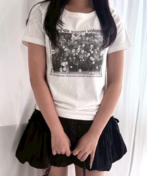 アニマル　リボン　ストリートロゴ　Y2K プリントショート丈半袖Tシャツ骨格（ウェーブ/ストレート）