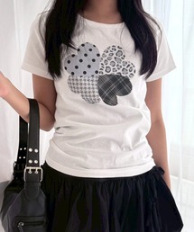 アニマル リボン ストリートロゴ Y2K プリントショート丈半袖Tシャツ骨格(ウェーブ/ストレート)