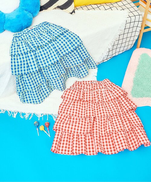 apres les cours(アプレレクール)の「【リンク】ティアードフリルスカート(スカート・キッズ・ブルー/レッド・100/90/120/110/130)」の6枚目の写真