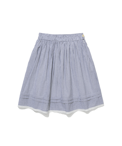 MOAA（モア）の「レースストライプフレアスカート（スカート・レディース・スカイブルー/ライトグレー・MEDIUM/SMALL）」の10枚目の写真
