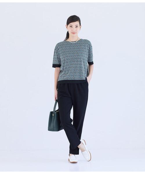 NEWYORKER(ニューヨーカー)の「強撚スムースナイトキューブプリント 切替えカットソープルオーバー(Tシャツ/カットソー・レディース・グリーン/ピンク・MEDIUM)」の8枚目の写真