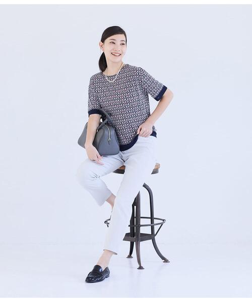 NEWYORKER(ニューヨーカー)の「強撚スムースナイトキューブプリント 切替えカットソープルオーバー(Tシャツ/カットソー・レディース・グリーン/ピンク・MEDIUM)」の11枚目の写真