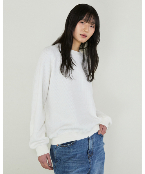 THEENDQUESTION(ジエンドクエスチョン)の「Waffle damage t-shirt / WHITE(Tシャツ/カットソー・レディース・その他・1/2)」の3枚目の写真