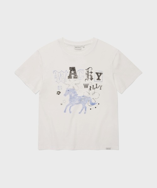 Wacky WiLLy(ワッキーウィリー)の「WOMEN'S BIG GRAPHIC HOTFIX SHORT SLEEVE T-SHIRT(Tシャツ/カットソー・レディース・ホワイト/チャコールグレー・FREE)」の2枚目の写真