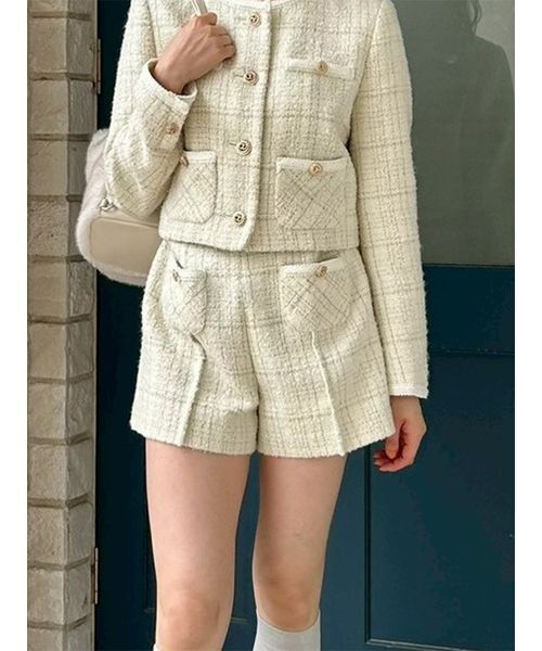 LILY BROWN(リリーブラウン)の「ツイードショートパンツ(その他パンツ・レディース・ダークグリーン/アイボリー/マルチ・1/0)」の2枚目の写真
