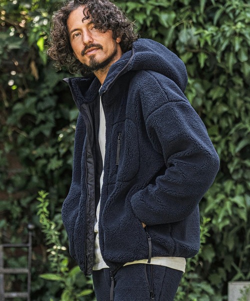 wjk（ダヴルジェイケイ）の「mpa4181- Solid Boa Hoodie ボアパーカー(WR26W-07)（パーカー・メンズ・グレー/ブラック/ネイビー・L/M/S）」の3枚目の写真