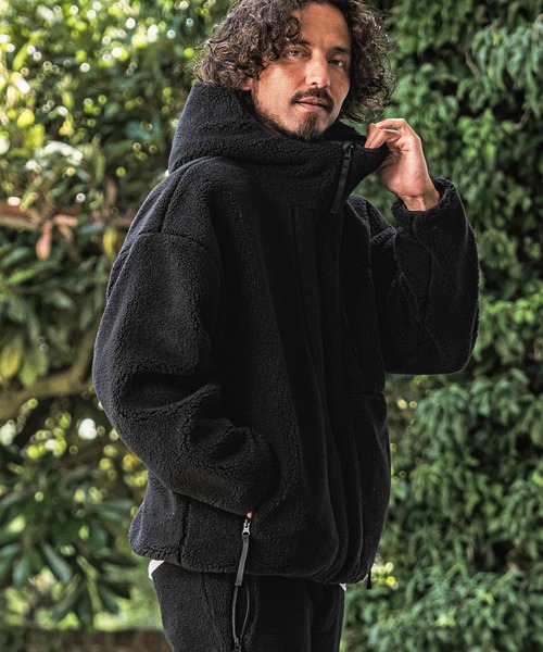 wjk（ダヴルジェイケイ）の「mpa4181- Solid Boa Hoodie ボアパーカー(WR26W-07)（パーカー・メンズ・グレー/ブラック/ネイビー・L/M/S）」の2枚目の写真
