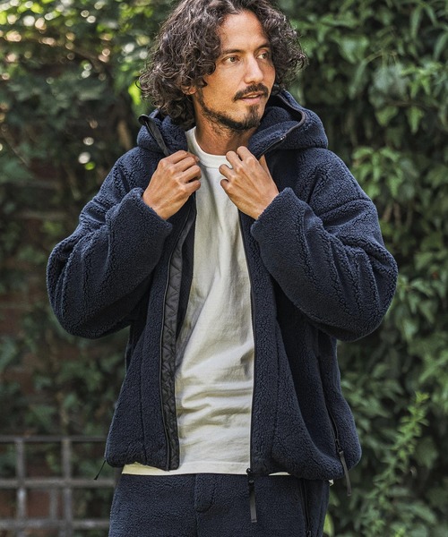 wjk（ダヴルジェイケイ）の「mpa4181- Solid Boa Hoodie ボアパーカー(WR26W-07)（パーカー・メンズ・グレー/ブラック/ネイビー・L/M/S）」の4枚目の写真
