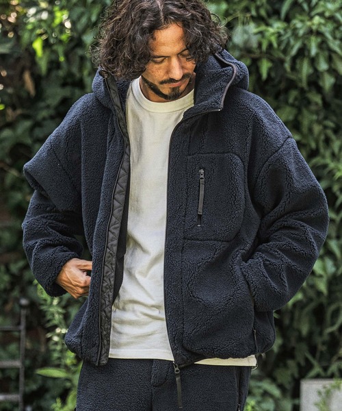 wjk（ダヴルジェイケイ）の「mpa4181- Solid Boa Hoodie ボアパーカー(WR26W-07)（パーカー・メンズ・グレー/ブラック/ネイビー・L/M/S）」の6枚目の写真
