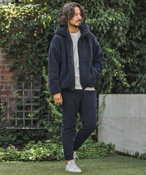 wjk（ダヴルジェイケイ）の「mpa4181- Solid Boa Hoodie ボアパーカー(WR26W-07)（パーカー・メンズ・グレー/ブラック/ネイビー・L/M/S）」の9枚目の写真
