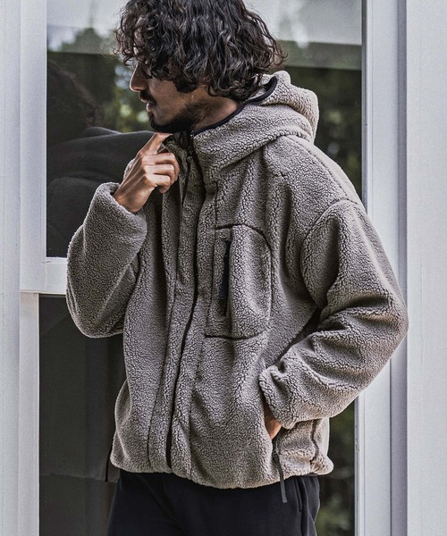 wjk（ダヴルジェイケイ）の「mpa4181- Solid Boa Hoodie ボアパーカー(WR26W-07)（パーカー・メンズ・グレー/ブラック/ネイビー・L/M/S）」の12枚目の写真