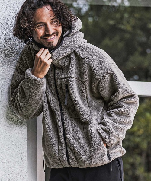 wjk（ダヴルジェイケイ）の「mpa4181- Solid Boa Hoodie ボアパーカー(WR26W-07)（パーカー・メンズ・グレー/ブラック/ネイビー・L/M/S）」の13枚目の写真