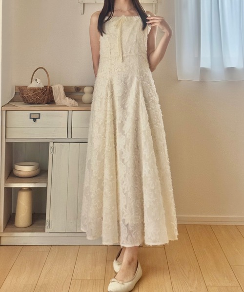 junoah（ジュノア）の「フリンジジャガードキャミワンピース（ワンピース・レディース・ブラック/アイボリー/ピンク・SMALL/LARGE/MEDIUM）」の10枚目の写真