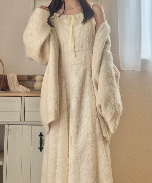 junoah（ジュノア）の「フリンジジャガードキャミワンピース（ワンピース・レディース・ブラック/アイボリー/ピンク・SMALL/LARGE/MEDIUM）」の11枚目の写真