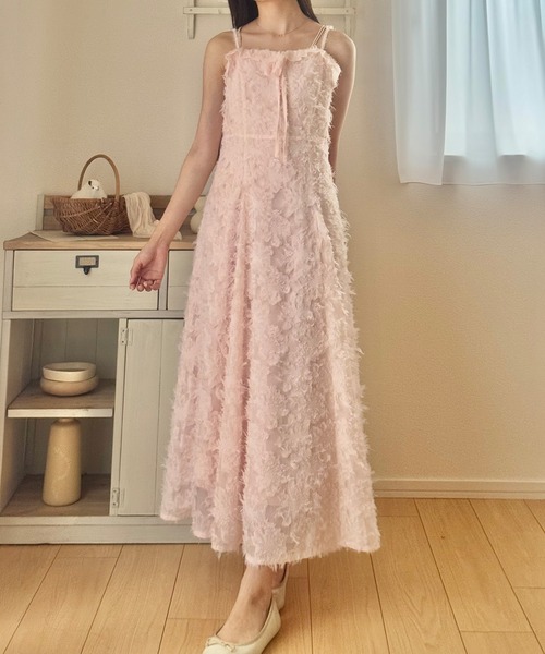 junoah（ジュノア）の「フリンジジャガードキャミワンピース（ワンピース・レディース・ブラック/アイボリー/ピンク・SMALL/LARGE/MEDIUM）」の6枚目の写真
