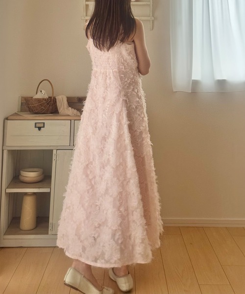 junoah（ジュノア）の「フリンジジャガードキャミワンピース（ワンピース・レディース・ブラック/アイボリー/ピンク・SMALL/LARGE/MEDIUM）」の7枚目の写真