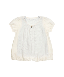 SIO（シオ）の「SEE THROUGH PUFF SLEEVE TOP [BEIGE]（Tシャツ/カットソー）」