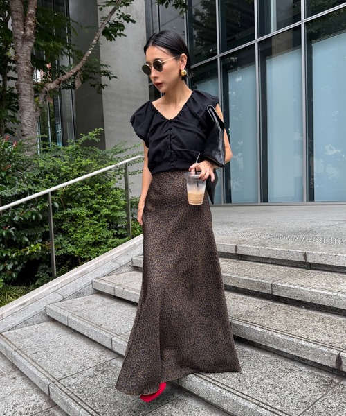 Ameri（アメリ）の「LEOPARD BIAS NARROW SKIRT（スカート・レディース・ブラウン/ブラック・SMALL/MEDIUM）」の20枚目の写真