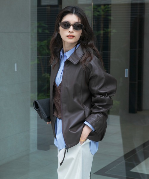 URBAN RESEARCH ROSSO WOMEN(アーバンリサーチ ロッソ)の「シープレザーzipブルゾン(その他アウター・レディース・ダークブラウン・FREE)」の1枚目の写真
