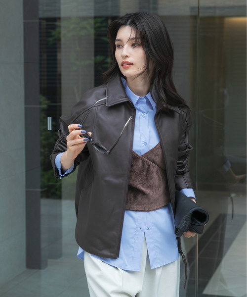 URBAN RESEARCH ROSSO WOMEN(アーバンリサーチ ロッソ)の「シープレザーzipブルゾン(その他アウター・レディース・ダークブラウン・FREE)」の2枚目の写真