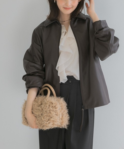 URBAN RESEARCH ROSSO WOMEN(アーバンリサーチ ロッソ)の「シープレザーzipブルゾン(その他アウター・レディース・ダークブラウン・FREE)」の6枚目の写真