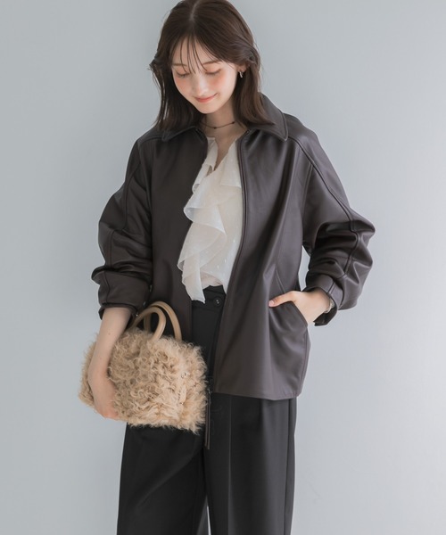URBAN RESEARCH ROSSO WOMEN(アーバンリサーチ ロッソ)の「シープレザーzipブルゾン(その他アウター・レディース・ダークブラウン・FREE)」の7枚目の写真