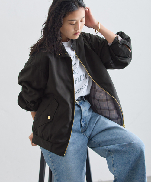 journal standard L'essage(ジャーナルスタンダードレサージュ)の「リバーシブルジップブルゾン(その他アウター・レディース・ベージュ/ブラック・FREE)」の5枚目の写真