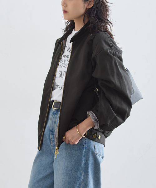 journal standard L'essage(ジャーナルスタンダードレサージュ)の「リバーシブルジップブルゾン(その他アウター・レディース・ベージュ/ブラック・FREE)」の6枚目の写真