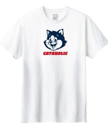 Moftique(モフティック) 半袖Tシャツ ロゴ キャットイラスト 猫 アニマル プリント トップス カットソー メンズ ユニセックス
