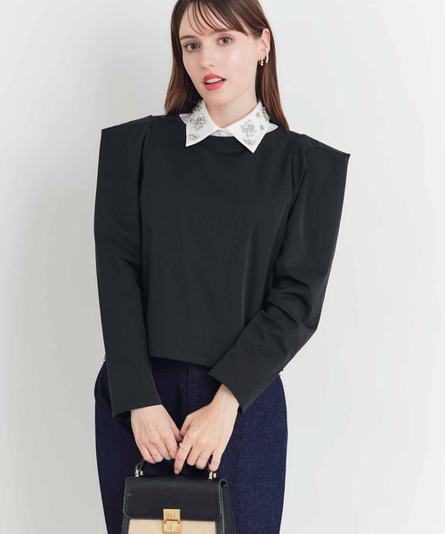 PICCIN PERLA（ピッチンペルラ）の「トンガリショルダーブラウス（シャツ/ブラウス・レディース・オフホワイト/ブラック・M）」の7枚目の写真