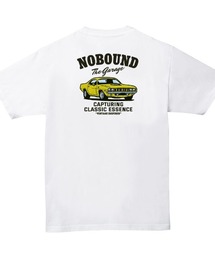 NOBOUND(ノーバウンド) 半袖Tシャツ クラシックカーイラスト バックプリント 胸ポケット ポケT トップス カットソー レディース