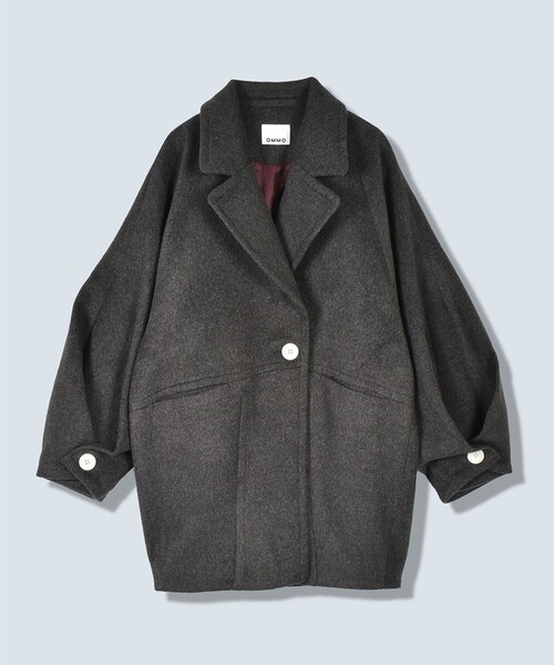 OMMO(オーエムエムオー)の「【OMMO(オーエムエムオー)】WRAP CUFF OVER COAT/コクーンオーバーコート(チェスターコート・レディース・ブラック/ホワイト/グレー・38/36)」の3枚目の写真