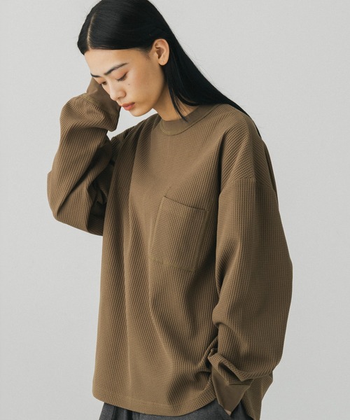 +phenix（プラスフェニックス）の「+phenix(プラスフェニックス)WAFFLE POCKET LONG SLEEVE TEE / ワッフルポケット ロングスリーブTシャツ（Tシャツ/カットソー・メンズ・ブルー/ホワイト/ブラック/ブラウン・L/M）」の12枚目の写真
