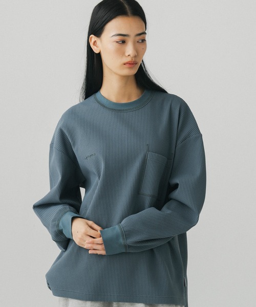 +phenix（プラスフェニックス）の「+phenix(プラスフェニックス)WAFFLE POCKET LONG SLEEVE TEE / ワッフルポケット ロングスリーブTシャツ（Tシャツ/カットソー・メンズ・ブルー/ホワイト/ブラック/ブラウン・L/M）」の8枚目の写真