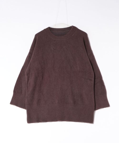 BY THE BAY(バイザベイ)の「【シンプル定番・体型カバー】クルーネックリブニット/4色展開|ブラック グレー ブラウン レッド 長袖 ゆったりシルエット 秋冬 大人カジュアル きれいめ(ニット/セーター・レディース・ブラック/ブラウン/グレー/レッド・FREE)」の9枚目の写真
