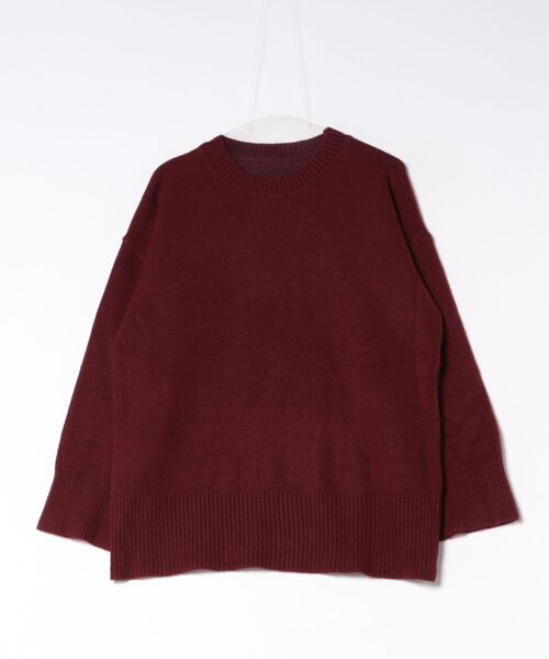 BY THE BAY(バイザベイ)の「【シンプル定番・体型カバー】クルーネックリブニット/4色展開|ブラック グレー ブラウン レッド 長袖 ゆったりシルエット 秋冬 大人カジュアル きれいめ(ニット/セーター・レディース・ブラック/ブラウン/グレー/レッド・FREE)」の6枚目の写真