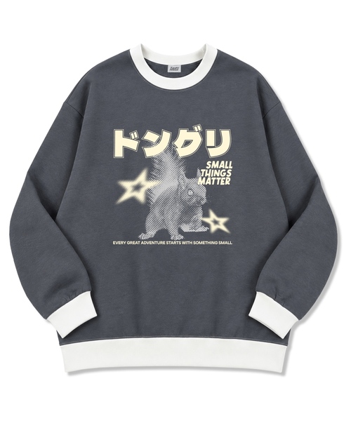 TI.GLAKE(ティーグレイク)の「スクワレル オーバーサイズ 特殊両面コットン リンガー スウェットTシャツ 2色(スウェット・レディース・チャコール/ブラック・X-LARGE/LARGE/XX-LARGE/MEDIUM)」の1枚目の写真