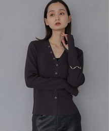 【&g'aime 】リングスナップリブニットカーディガン Ring Snap Ribbed Knit Cardigan