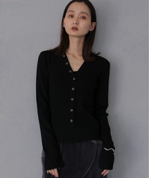 【&g'aime 】リングスナップリブニットカーディガン Ring Snap Ribbed Knit Cardigan