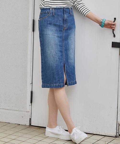 green label relaxing（グリーンレーベルリラクシング）の「◆CB C/Asa 9.5oz デニムスカート（デニムスカート・レディース・ホワイト/ライトブルー/コバルトブルー・38/40/44/42/34/36）」の3枚目の写真