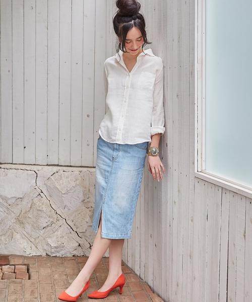 green label relaxing（グリーンレーベルリラクシング）の「◆CB C/Asa 9.5oz デニムスカート（デニムスカート・レディース・ホワイト/ライトブルー/コバルトブルー・38/40/44/42/34/36）」の11枚目の写真