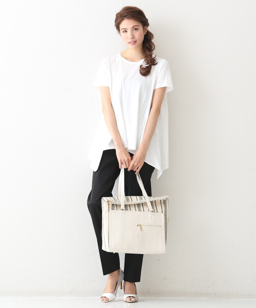 interstaple（インターステイプル）の「ｷｬﾝﾊﾞｽｺﾝﾋﾞ口折れﾄｰﾄ（ショルダーバッグ・レディース・ホワイト/キャメル・FREE）」の11枚目の写真