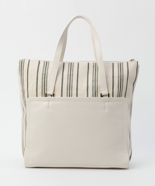 interstaple（インターステイプル）の「ｷｬﾝﾊﾞｽｺﾝﾋﾞ口折れﾄｰﾄ（ショルダーバッグ・レディース・ホワイト/キャメル・FREE）」の4枚目の写真