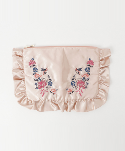 ASZAKKA（アザッカ）の「乙女フリル♪刺繍クラッチ【バッグ】（クラッチバッグ・レディース・ネイビー/ピンク・FREE）」の2枚目の写真