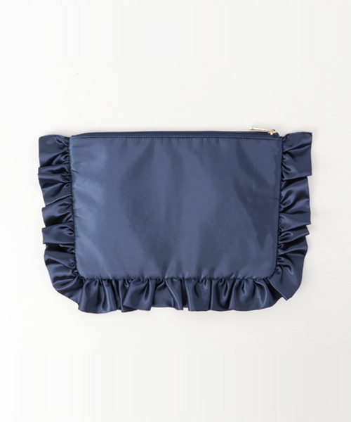 ASZAKKA（アザッカ）の「乙女フリル♪刺繍クラッチ【バッグ】（クラッチバッグ・レディース・ネイビー/ピンク・FREE）」の3枚目の写真