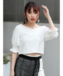 MURUA | ギャザースリーブワイドＶ ＴＯＰＳ(Tシャツ/カットソー)