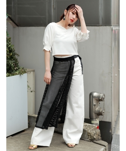 MURUA（ムルーア）の「ギャザースリーブワイドＶ ＴＯＰＳ（Tシャツ/カットソー・レディース・ブラック/ピンク/オレンジ/オフホワイト・FREE）」の7枚目の写真
